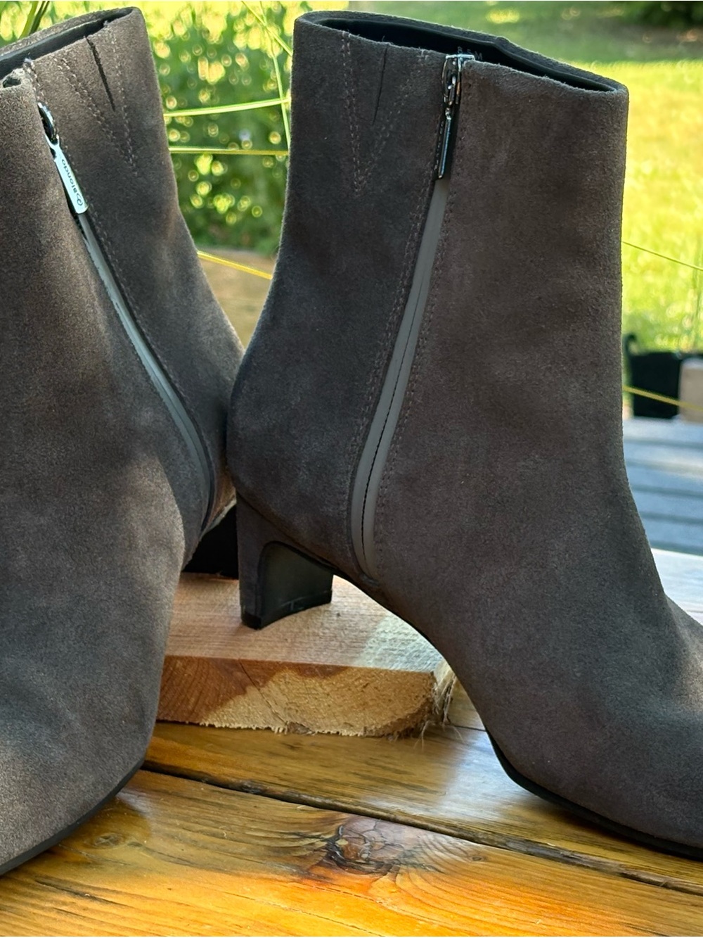 Blondo Charcoal Suede Side-Zip Ankle Boots